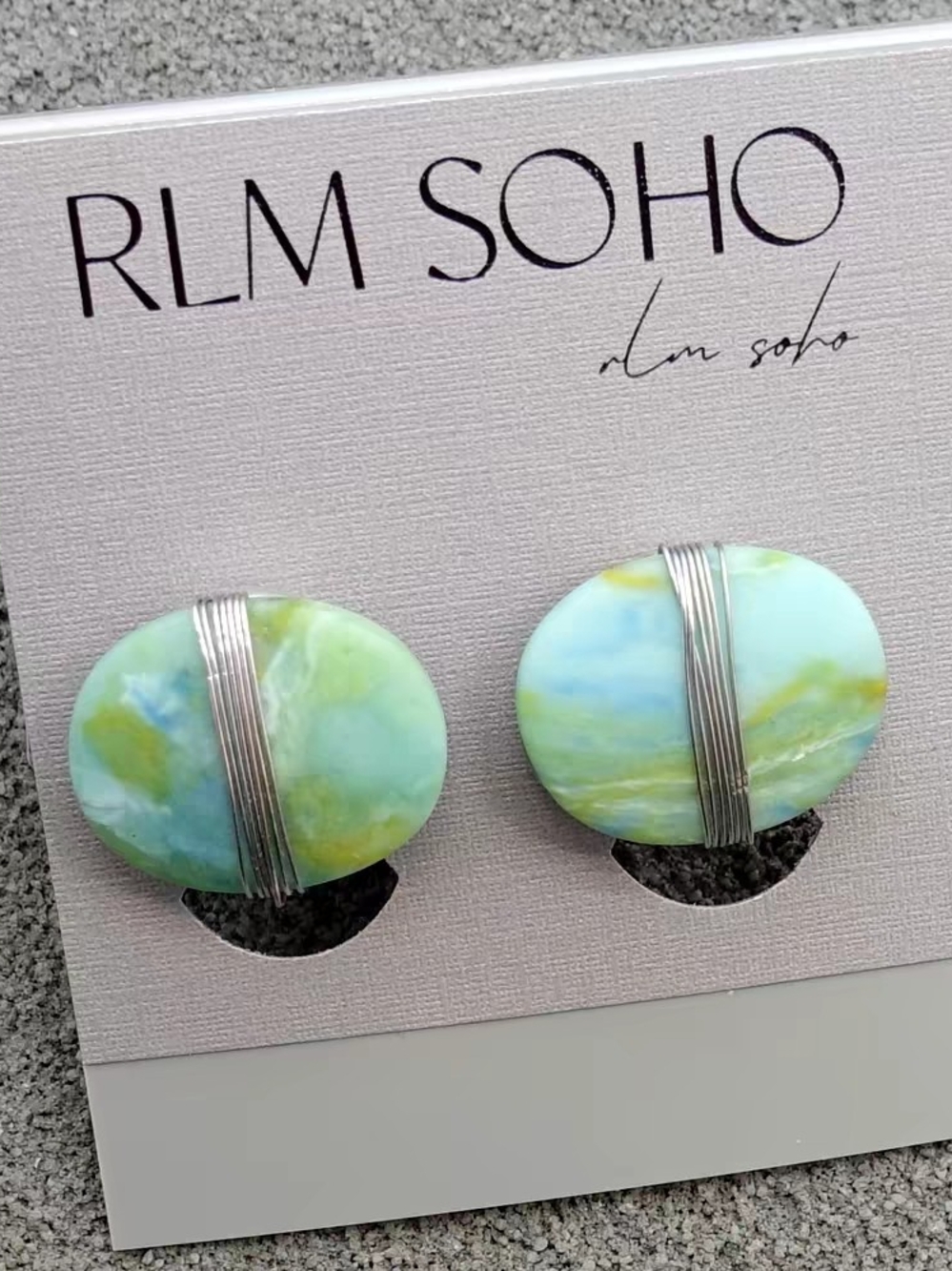 RLM SOHO Mint Green Round Statement Clip-on Earrings NWT